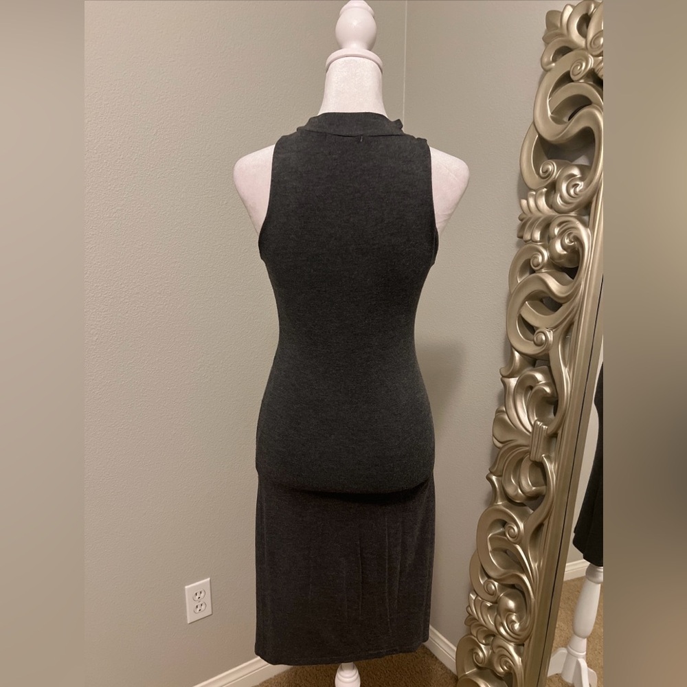 Velvet Torch Charcoal Gray Sleeveless Mockneck Midi Bodycon Dress Size Small - Picture 3 of 9